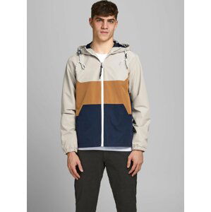 Modro-krémová lehká bunda s kapucí Jack & Jones Luke