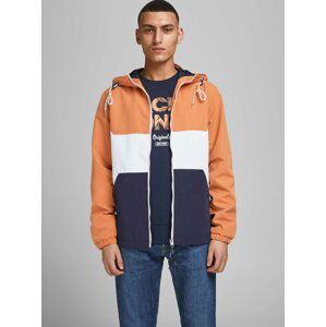 Modro-oranžová lehká bunda s kapucí Jack & Jones Luke