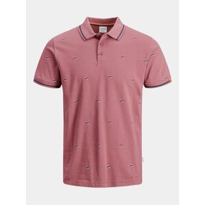 Růžové vzorované polo tričko Jack & Jones