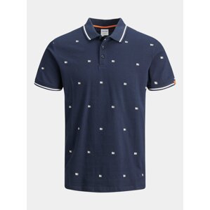 Tmavě modré vzorované polo tričko Jack & Jones