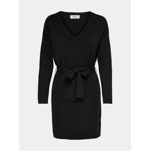 Černé svetrové šaty se zavazováním Jacqueline de Yong Dancy