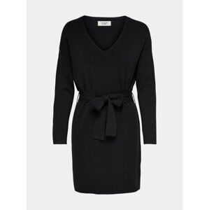 Černé svetrové šaty se zavazováním Jacqueline de Yong Dancy