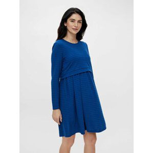 Modré pruhované těhotenské/kojicí mikinové šaty Mama.licious Alison