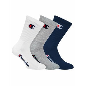 CHAMPION CREW SOCKS LEGACY 3x - Sportovní ponožky 3 páry - tmavě modrá - šedá - bílá