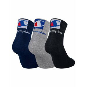 CHAMPION ANKLE SOCKS FASHION 2 LOGOS 3x - Kotníkové ponožky se dvěma logy 3 páry - tmavě modrá - šedá - černá