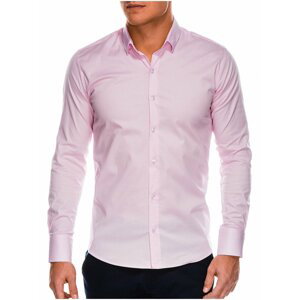 Světle růžová pánská slim fit košile K504