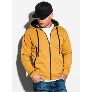 Žlutá pánská mikina na zip s kapucí Ombre Clothing B1076