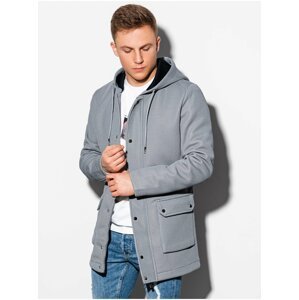 Šedý pánský lehký kabát Ombre Clothing C454 - šedá