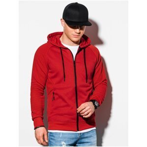 Červená pánská mikina na zip s kapucí Ombre Clothing B1083