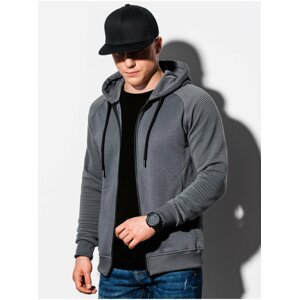 Tmavě šedá pánská basic mikina s kapucí Ombre Clothing