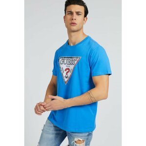 Guess modré pánské tričko Triesley Triangle Logo