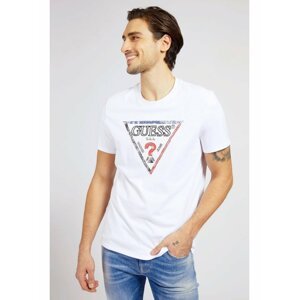 Guess bílé pánské tričko Triesley Triangle Logo