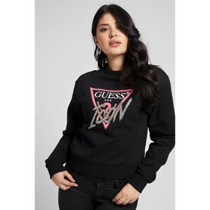 Guess černá mikina Rhinestone Triangle Logo s logem