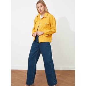 Hořčicová dámská volná džínová bunda Trendyol