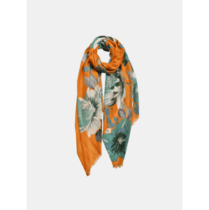 Zeleno-oranžový květovaný šátek Clayre & Eef