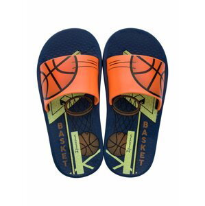 Ipanema modré chlapecké pantofle Urban Slide Kids Blue s motivem basketbalu