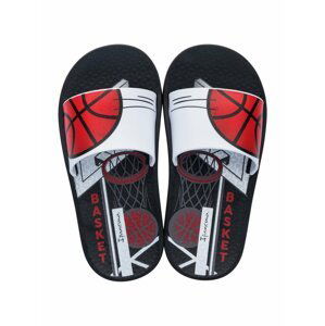 Ipanema černé chlapecké pantofle Urban Slide Kids Black s motivem basketbalu