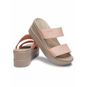 Crocs pudrové pantofle na klínku Brooklyn Mid Wedge W Blush