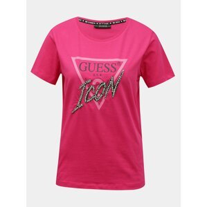 Guess růžové tričko Icon Logo T-shirt