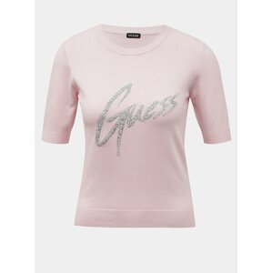 Guess pudrové svetrové tričko Front Logo