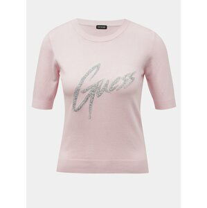 Guess pudrové svetrové tričko Front Logo