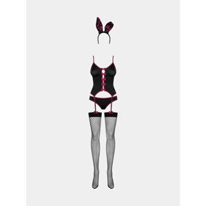 Hravý kostým Bunny suit black - Obsessive černá