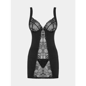 Nádherná košilka Heartina chemise black - Obsessive černá