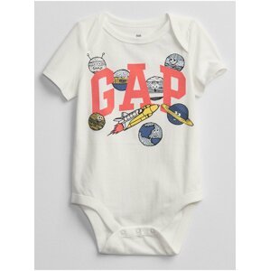Bílé klučičí baby body GAP Logo v-b bf bs