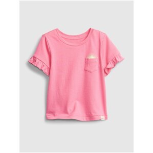 Růžové holčičí dětské tričko ruffle ss ptf pocket t