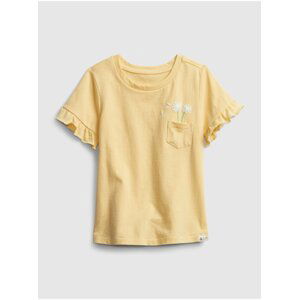 Žluté holčičí dětské tričko ruffle ss ptf pocket t 3