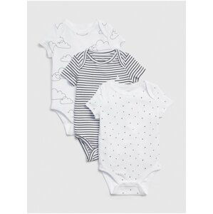 Barevné baby body print short sleeve bodysuit, 3ks