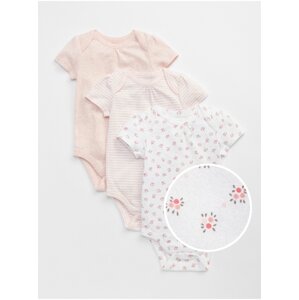 Barevné holčičí baby body first favorite floral short sleeve bodysuit, 3ks