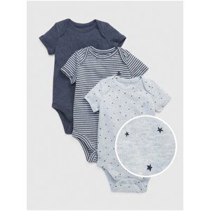 Modré klučičí baby body first favorite short sleeve bodysuit, 3ks