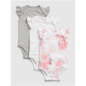 Bílé holčičí baby body floral bs, 3ks