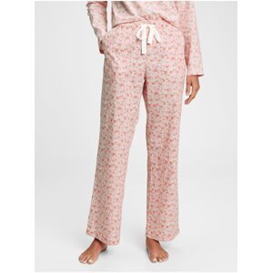 Růžové dámské pyžamové kalhoty poplin pajama pants