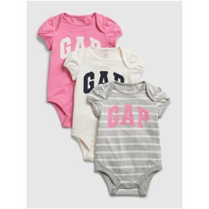 Barevné holčičí baby body GAP Logo v-g ss, 3ks