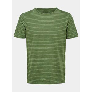 Zelené pruhované tričko Selected Homme Morgan