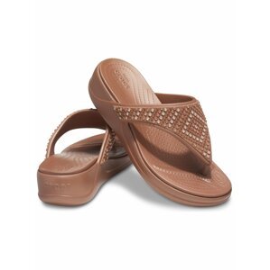 Crocs hnědé žabky na klínku Monterey Shimmer Wedge Bronze