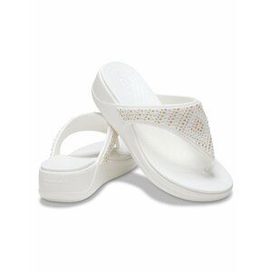 Crocs bílé žabky na klínku Monterey Shimmer Wedge Oyster