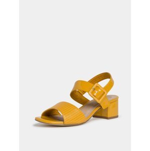 Žluté lesklé sandálky na podpatku Tamaris