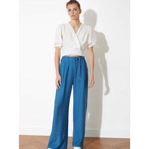 Modré dámské široké kalhoty Trendyol
