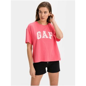 Růžové dámské tričko GAP Logo easy heavyweight t-shirt
