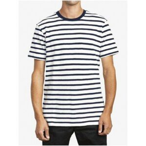 RVCA GREENWICH STRIPE NAVY MARINE pánské triko s krátkým rukávem - bílá