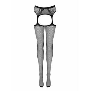 Podvazkový pás s punčochami Garter stockings S232 - Obssesive Černá