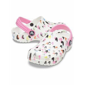 Crocs bílé vzorované boty Classic Heart Print Clog White