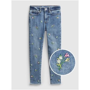 Barevné holčičí dětské džíny high rise ankle embroidered floral jeggings