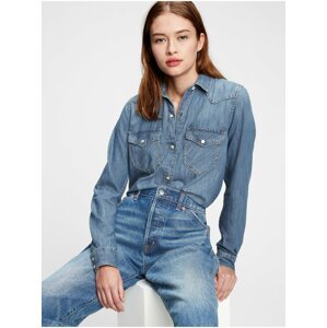 Modrá dámská košile denim western