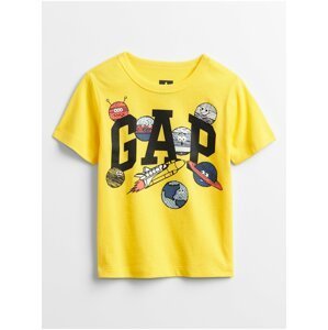 Žluté klučičí dětské tričko GAP Logo v-feb ss ptf gr