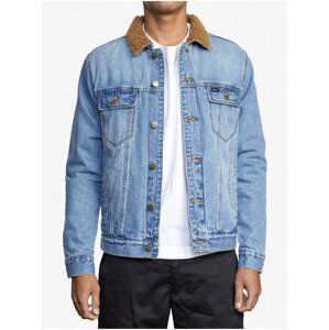 RVCA DAGGERS DENIM SHERPA vintage indigo podzimní bunda pro muže - modrá