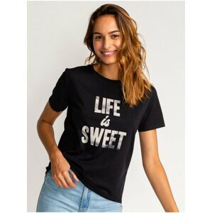Billabong LIFE IS SWEET black dámské triko s krátkým rukávem - černá